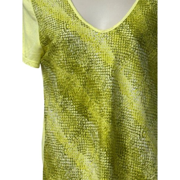 Calvin Klein Jeans Women's Mixed Media Print Block Swing Tee, Citrus Color - Picture 3 of 12